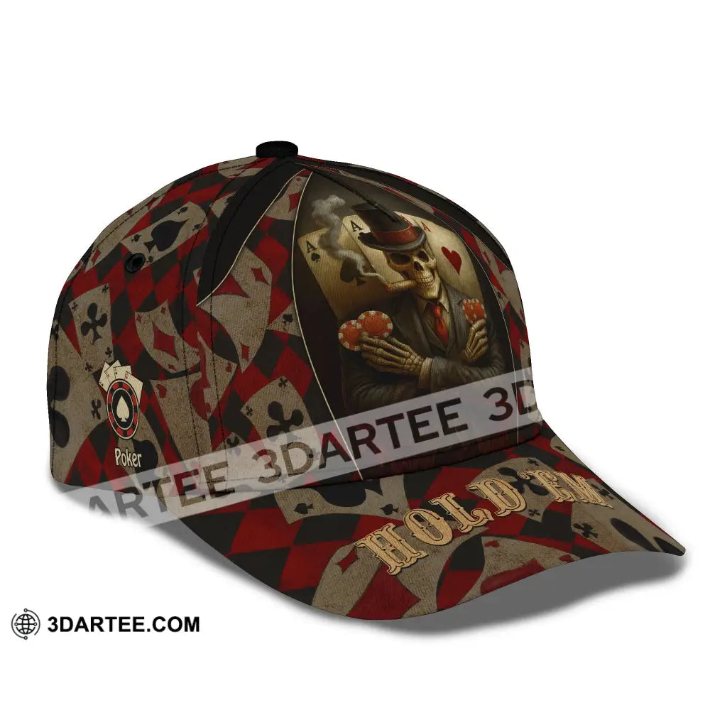 Personalized Cap Customized Poker Lover Cap Hold ’Em Skeleton Poker Cards Classic Cap CLASSIC CAP / UNIVERSAL FIT Cap