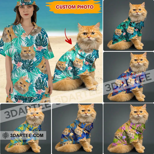 Personalized Cutie Kitty Hawaiian Shirt Custom Pet Photo Gift