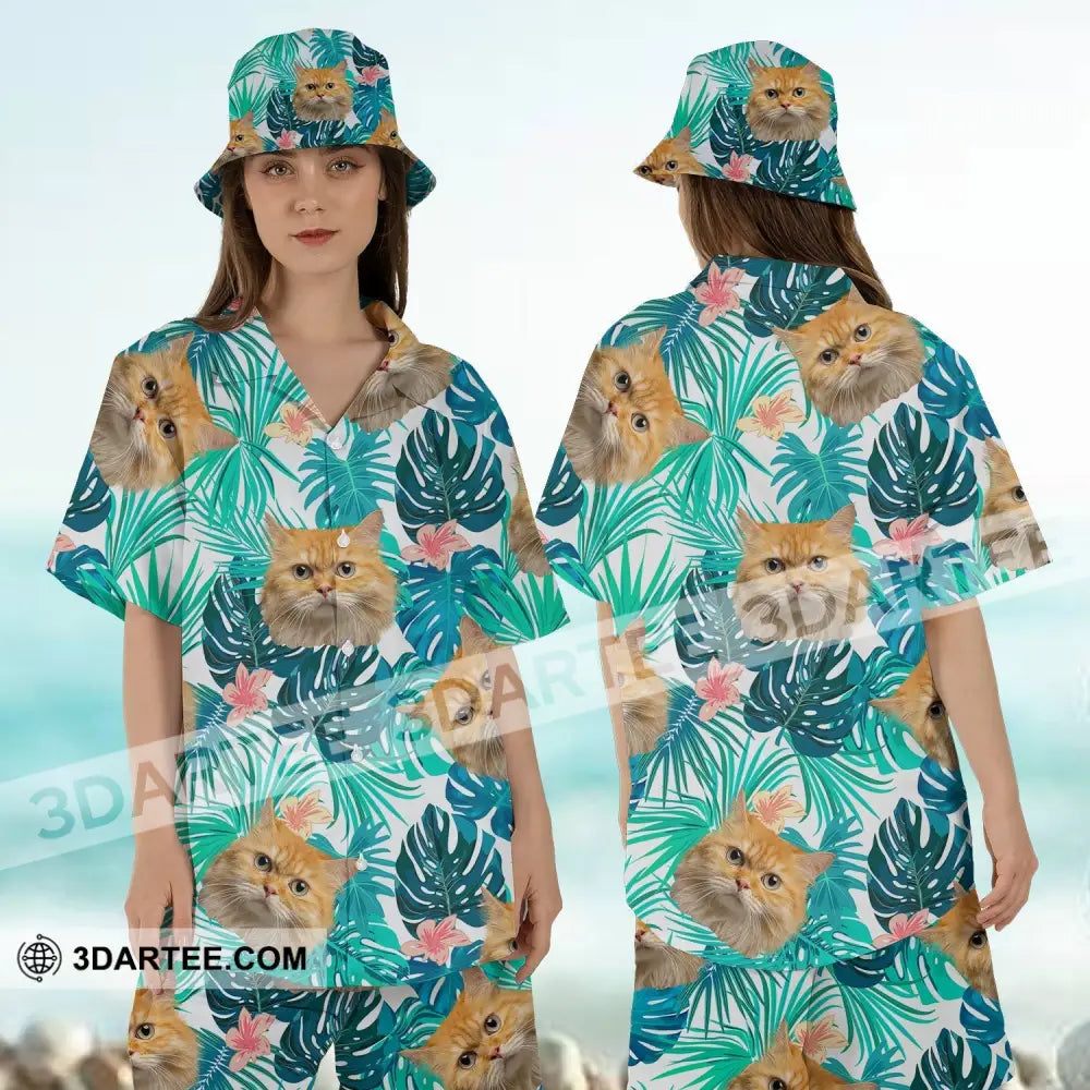 Personalized Cutie Kitty Hawaiian Shirt Custom Pet Photo Gift