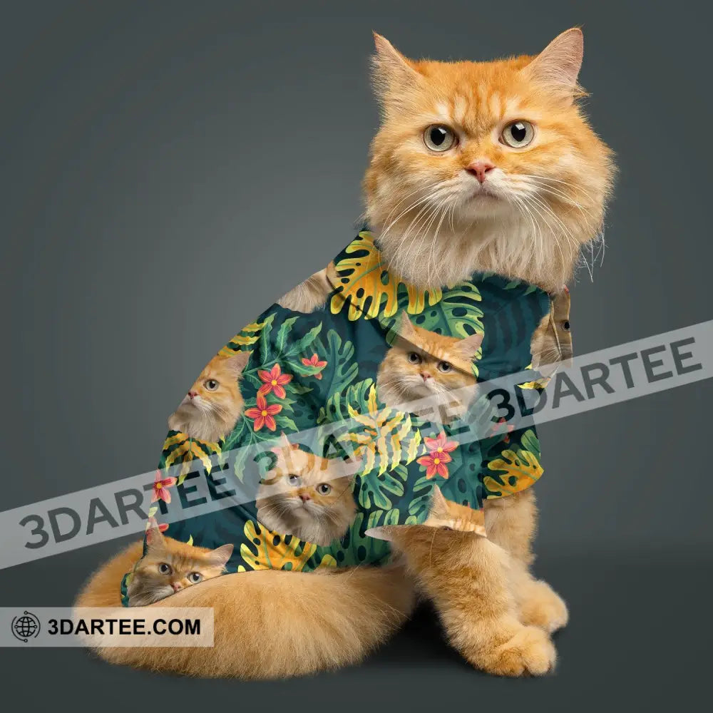 Personalized Cutie Kitty Hawaiian Shirt Custom Pet Photo Gift