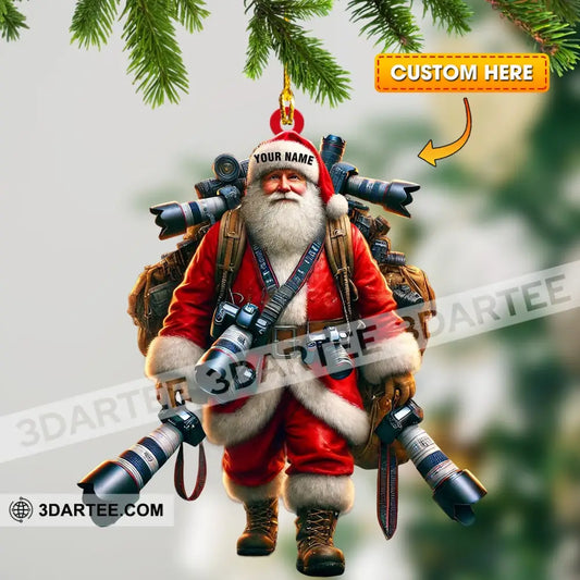 Photographer Santa Home Decor Christmas Ornament Personalized Ornament 3.54’’ / 1 Ornament Ornament