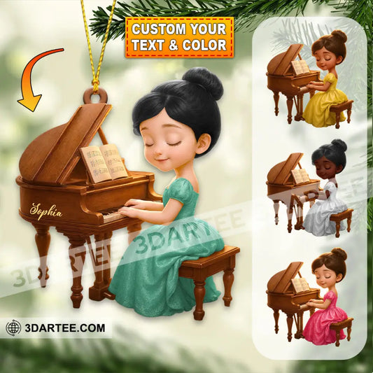 Piano Girl Home Decor Christmas Ornament Personalized Ornament 3.54’’ / 1 Ornament Ornament