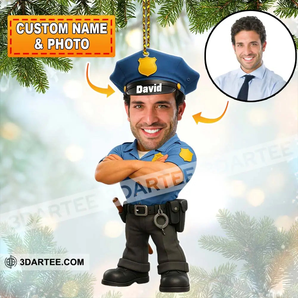 Police Home Decor Christmas Ornament Personalized Ornament 3.54’’ / 1 Ornament Ornament