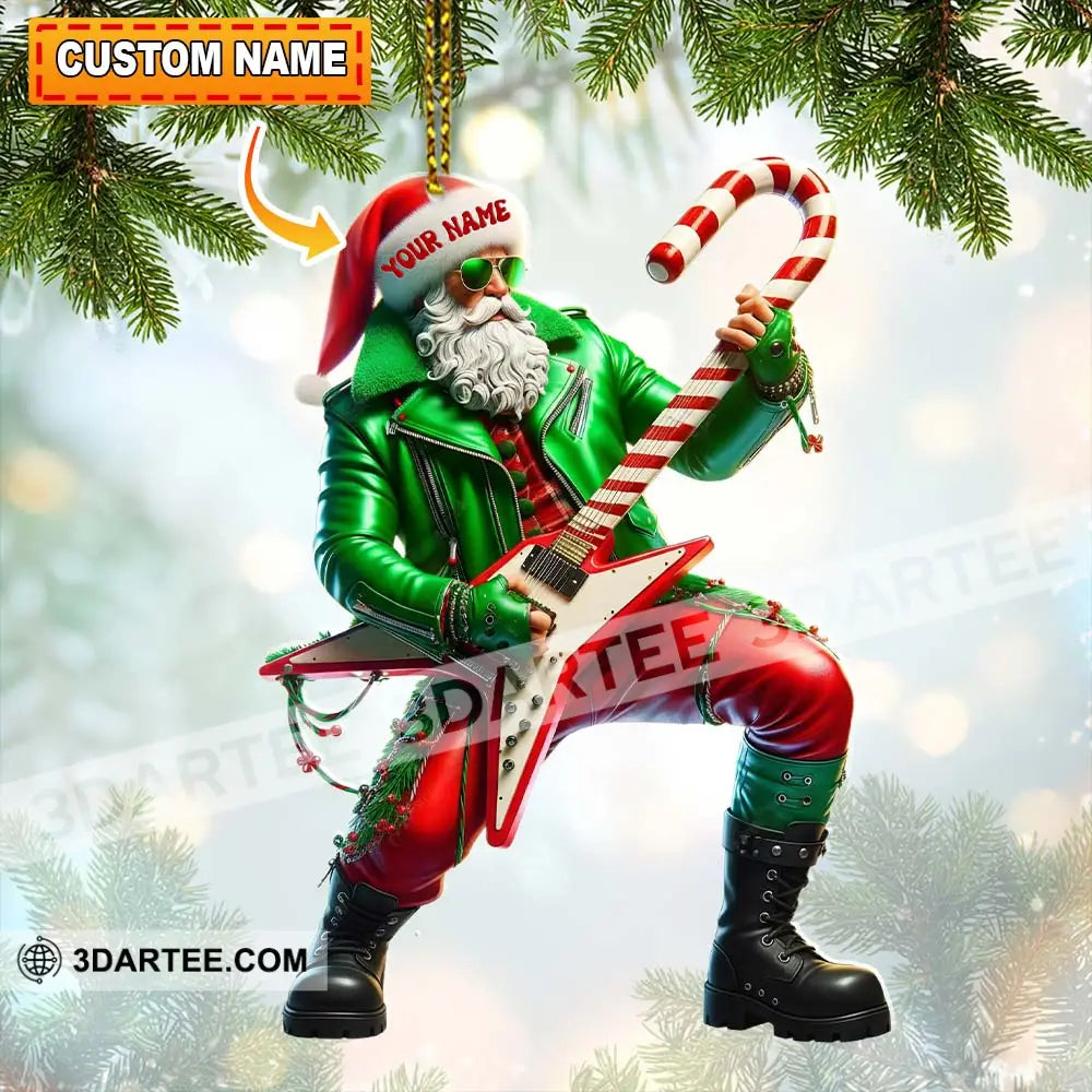 Rock Star Santa Home Decor Christmas Ornament Personalized Ornament 3.54’’ / 1 Ornament Ornament