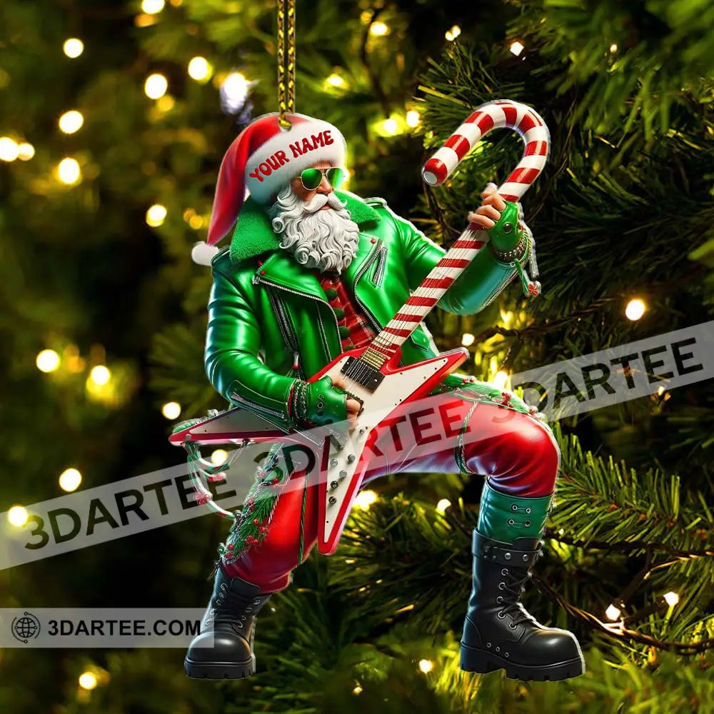 Rock Star Santa Home Decor Christmas Ornament Personalized Ornament Ornament