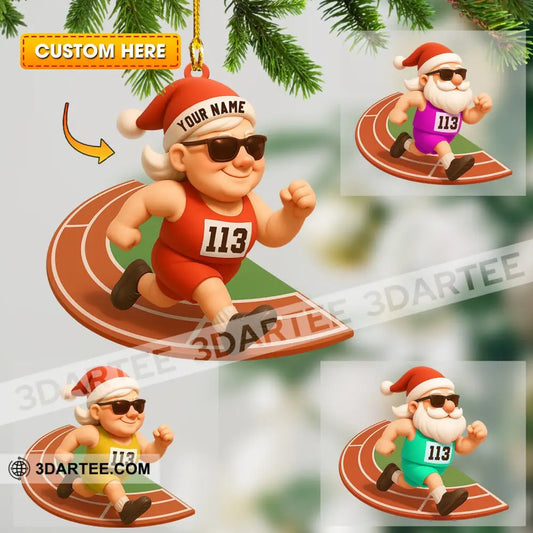 Running Santa Home Decor Christmas Ornament Personalized Ornament 3.54’’ / 1 Ornament Ornament