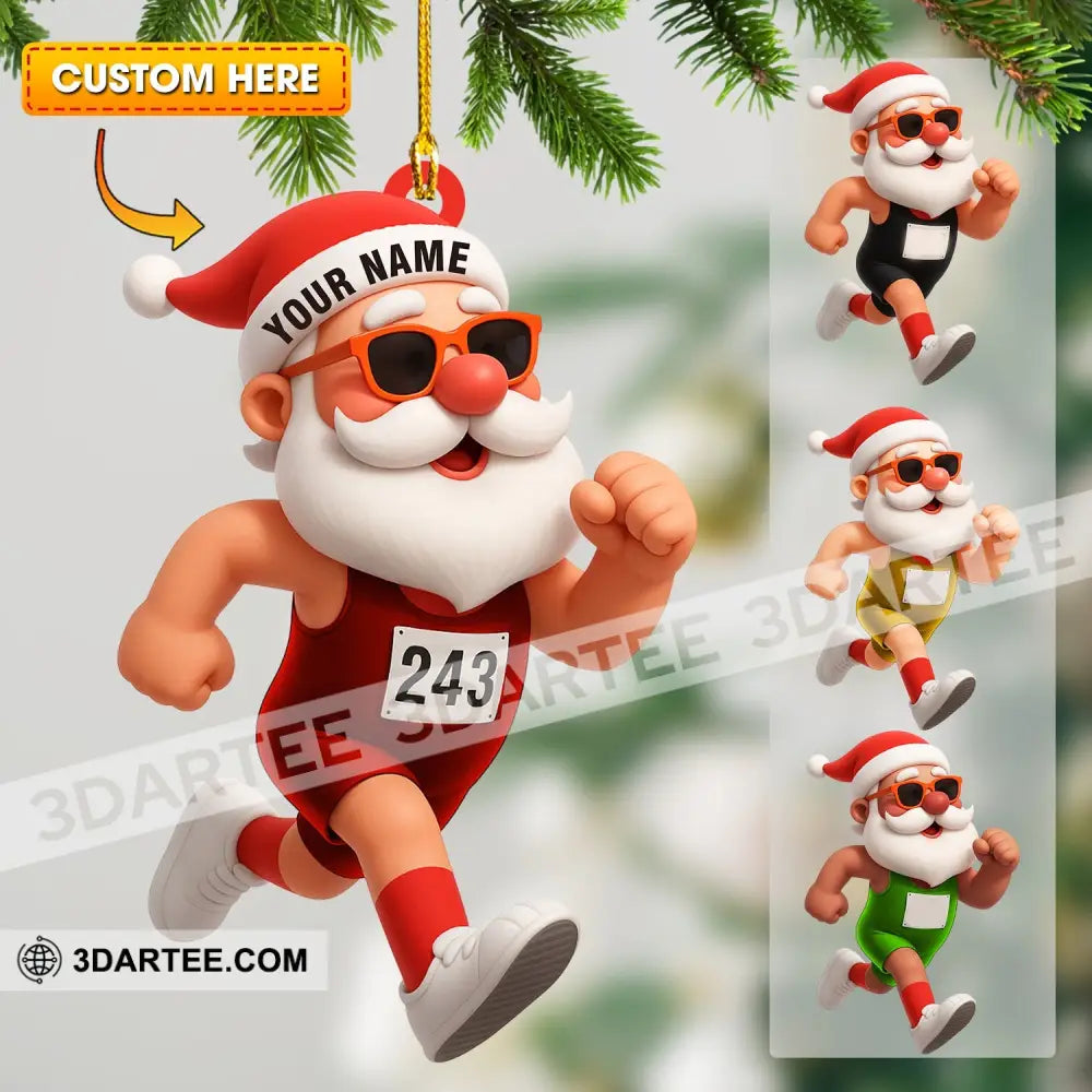 Running Santa Home Decor Christmas Ornament Personalized Ornament 3.54’’ / 1 Ornament Ornament