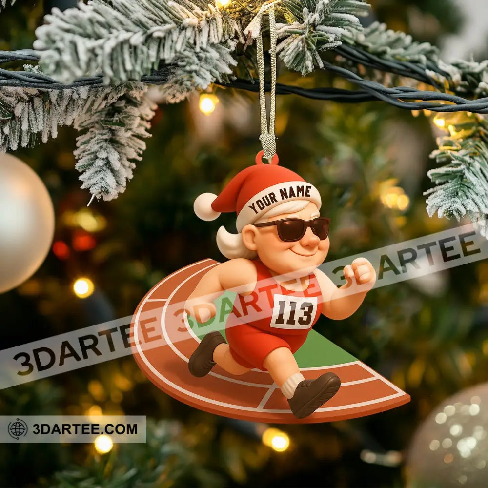 Running Santa Home Decor Christmas Ornament Personalized Ornament Ornament