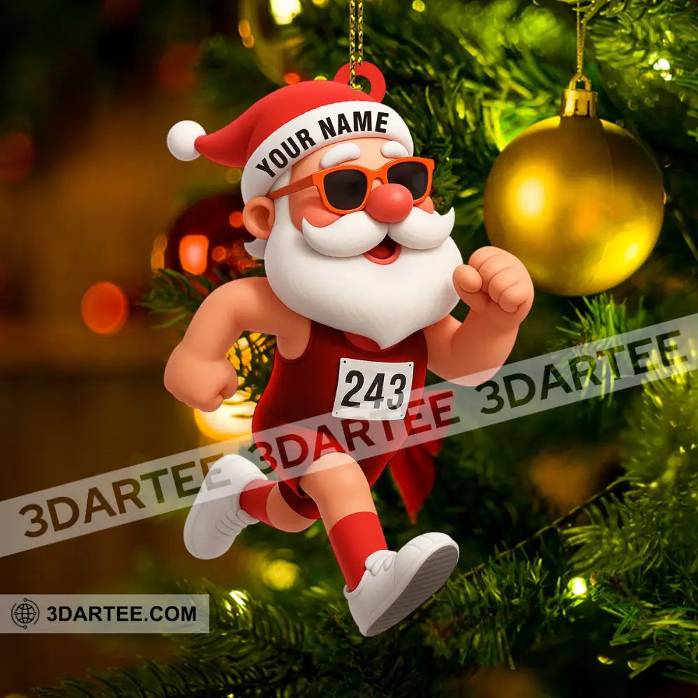 Running Santa Home Decor Christmas Ornament Personalized Ornament Ornament