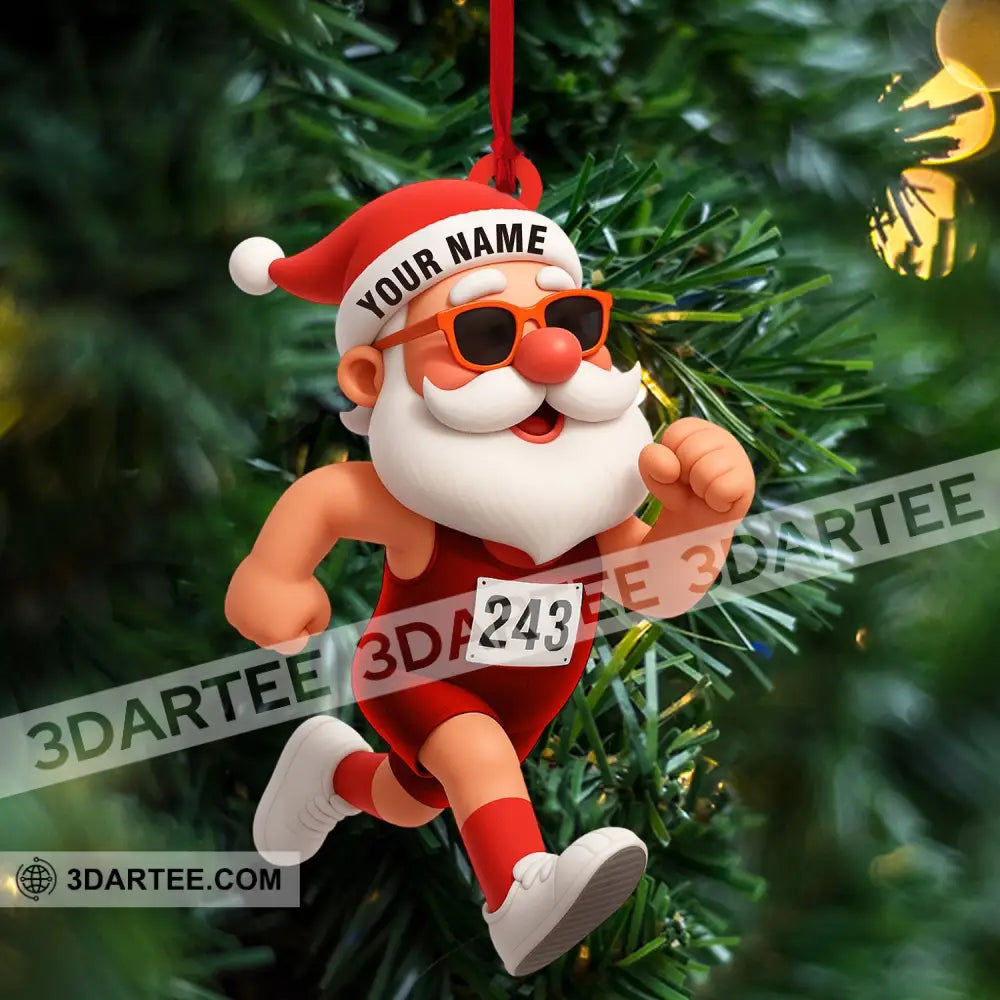 Running Santa Home Decor Christmas Ornament Personalized Ornament Ornament