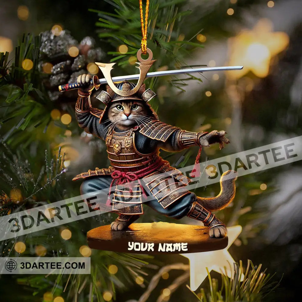 Samurai Cat Christmas Home Decor Christmas Ornament Personalized Ornament Ornament