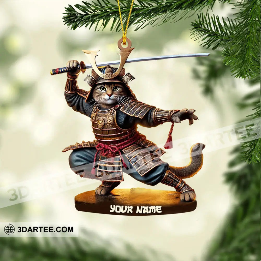 Samurai Cat Christmas Home Decor Christmas Ornament Personalized Ornament Ornament