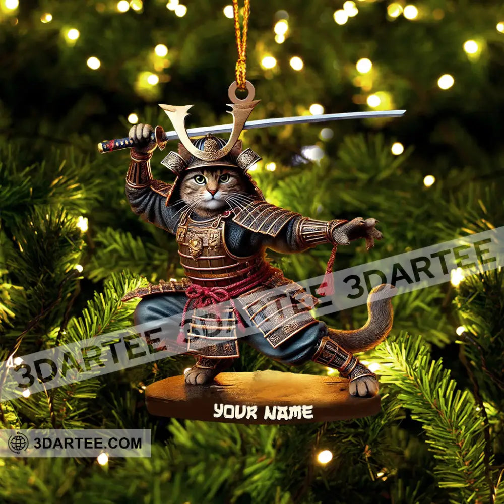 Samurai Cat Christmas Home Decor Christmas Ornament Personalized Ornament Ornament