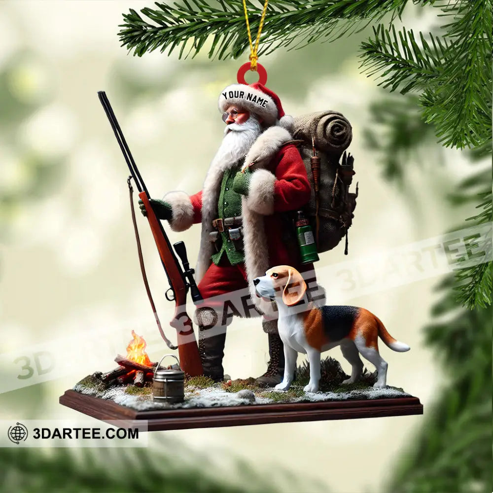 Santa And Dog Christmas Ornament Personalized Ornament Ornament