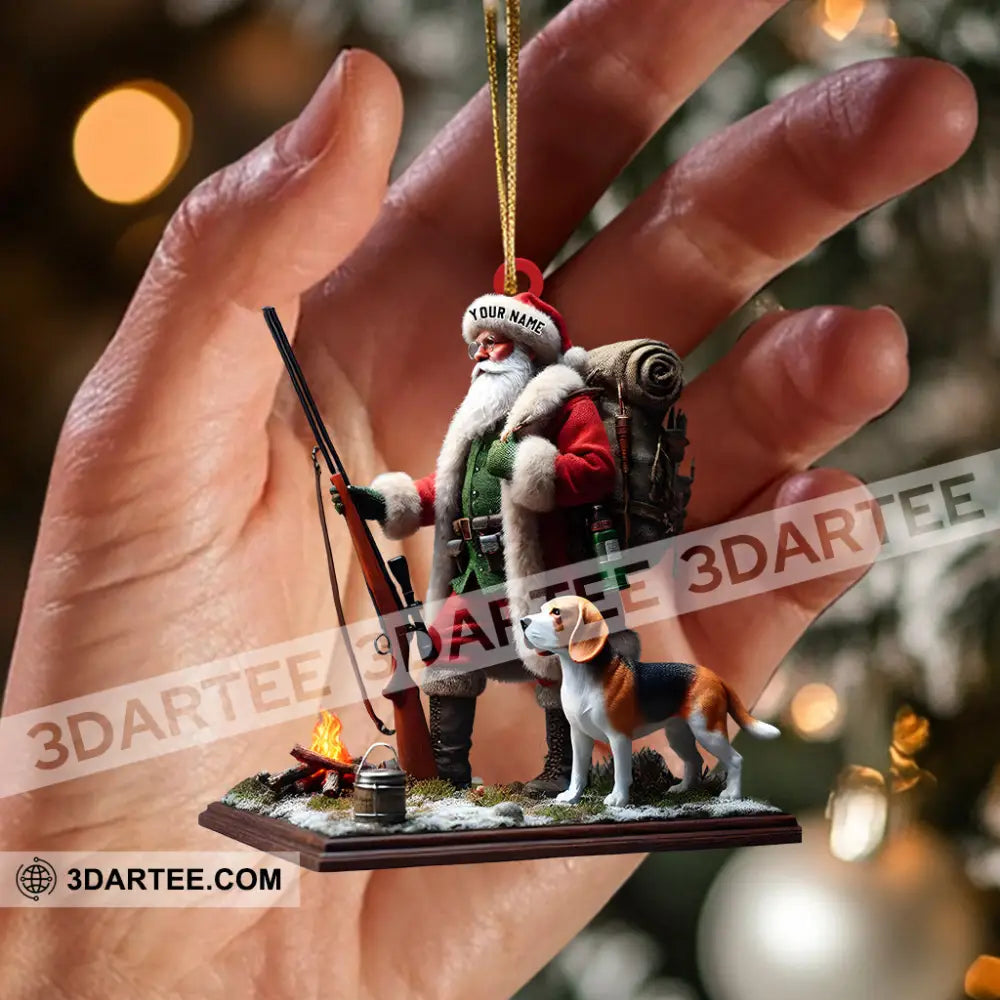 Santa And Dog Christmas Ornament Personalized Ornament Ornament