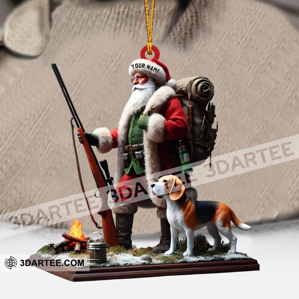 Santa And Dog Christmas Ornament Personalized Ornament 3.54’’ / 1 Ornament Ornament