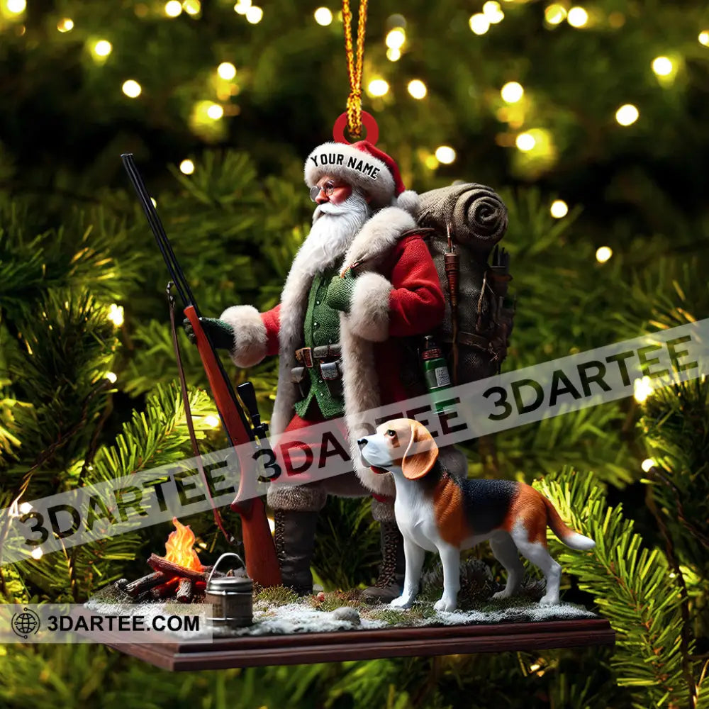 Santa And Dog Christmas Ornament Personalized Ornament Ornament