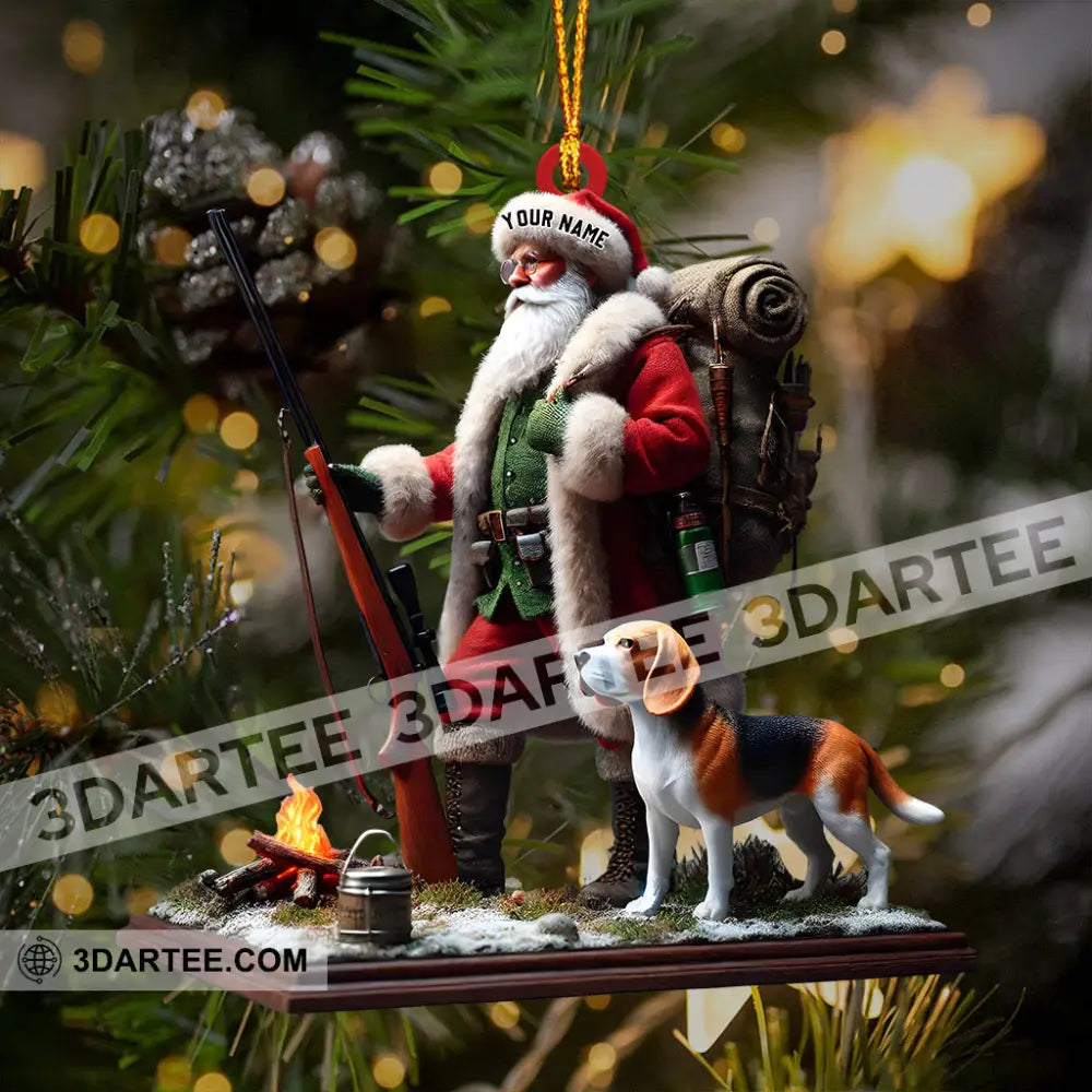 Santa And Dog Christmas Ornament Personalized Ornament Ornament