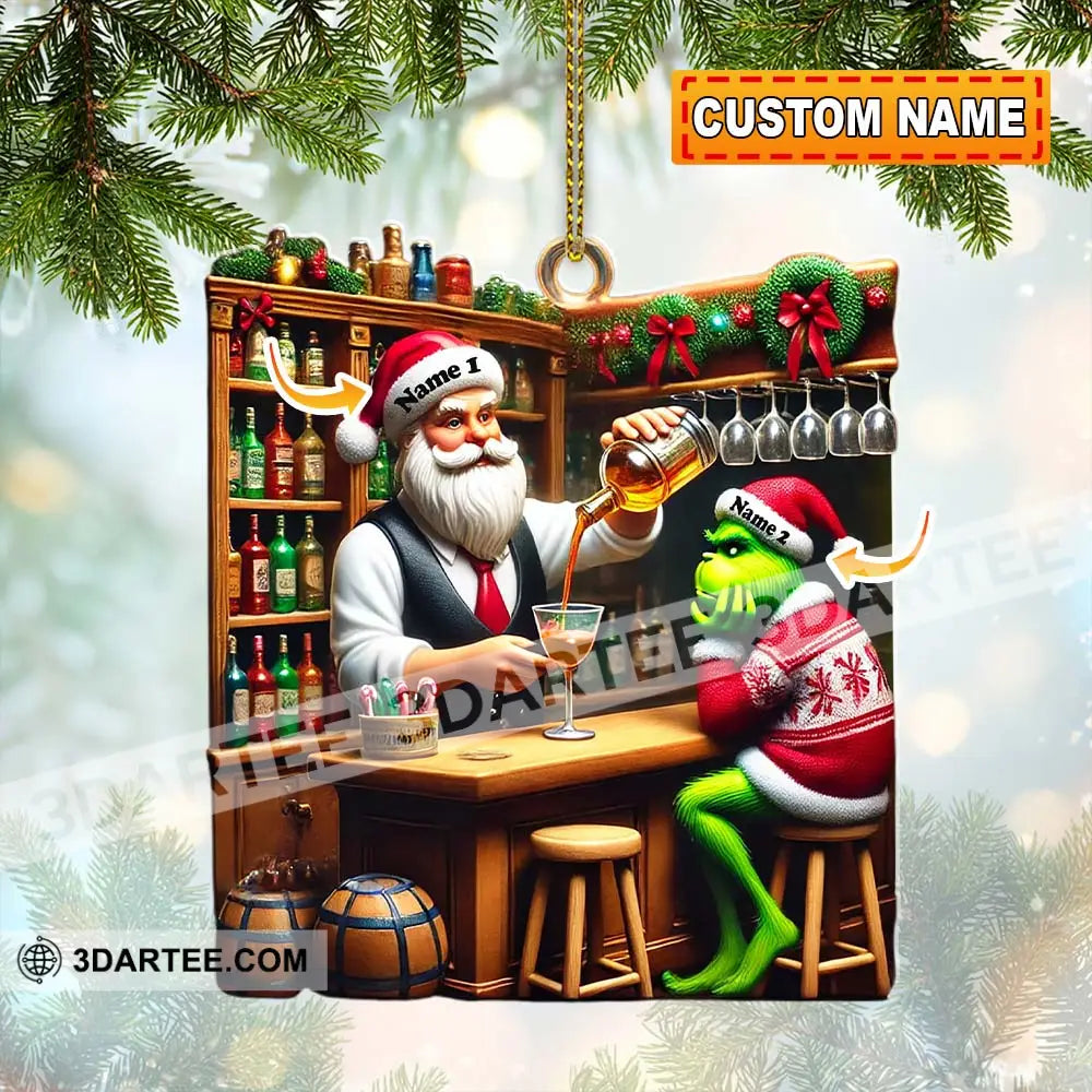 Santa And ELF Bar Christmas Ornament Personalized Ornament 3.54’’ / 1 Ornament Ornament