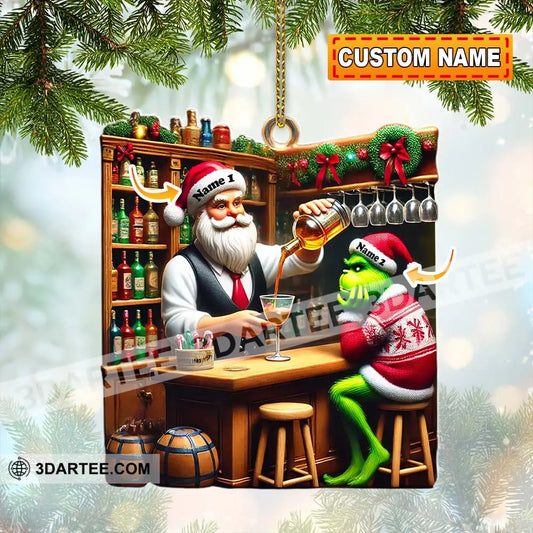 Santa And ELF Bar Christmas Ornament Personalized Ornament 3.54’’ / 1 Ornament Ornament