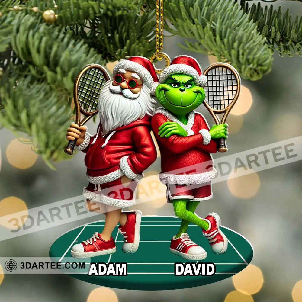 Santa And ELF Christmas Ornament Personalized Ornament Tennis Christmas Gift Ornament