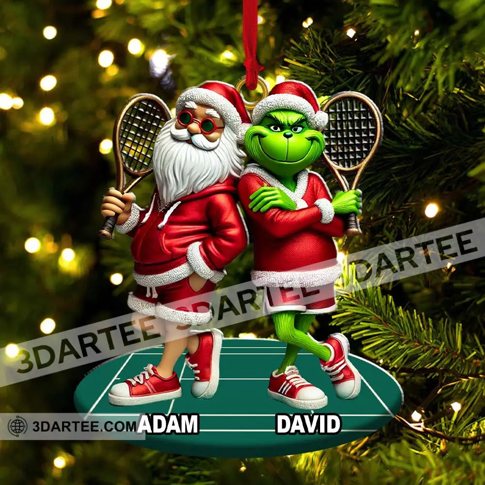 Santa And ELF Christmas Ornament Personalized Ornament Tennis Christmas Gift Ornament