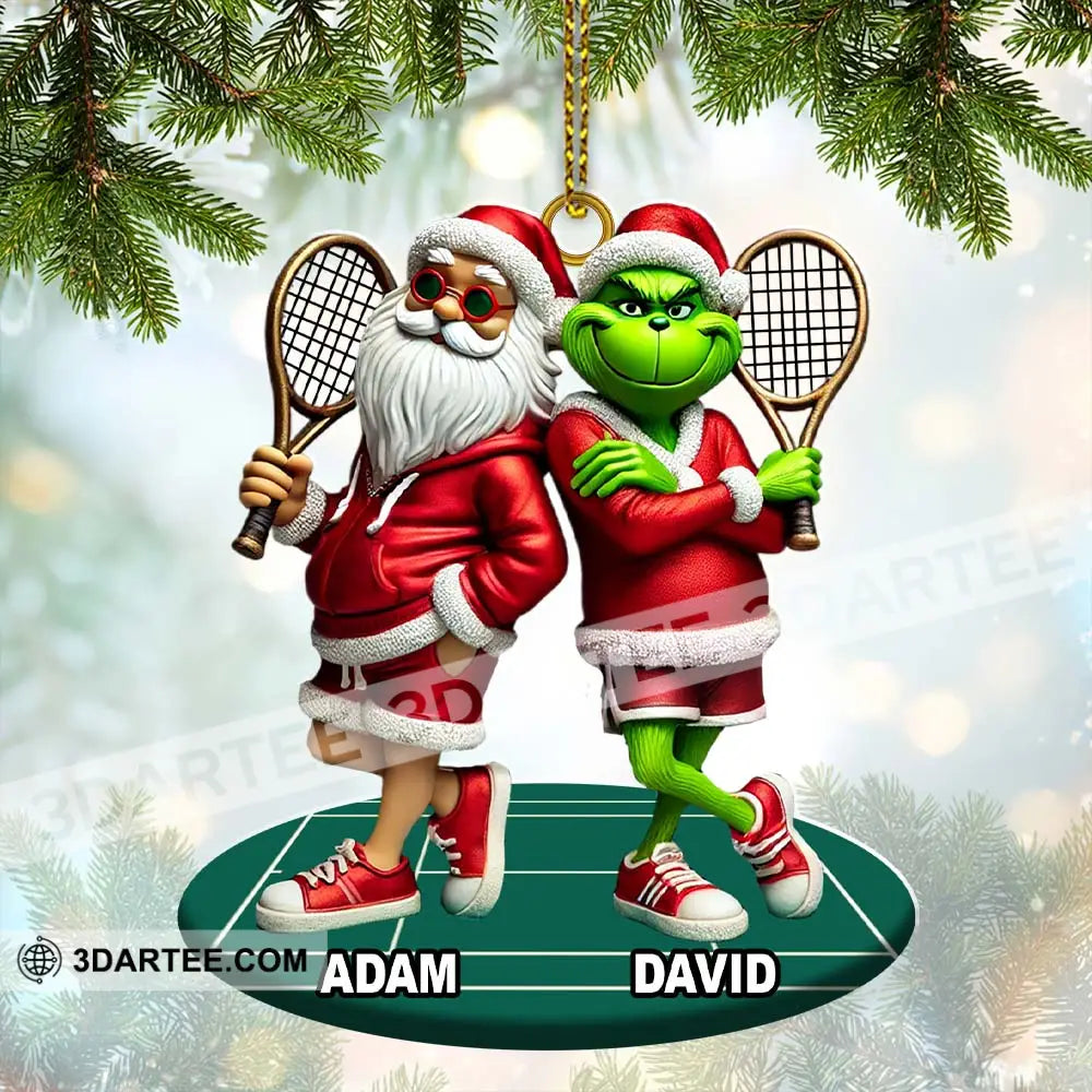 Santa And ELF Christmas Ornament Personalized Ornament Tennis Christmas Gift Ornament