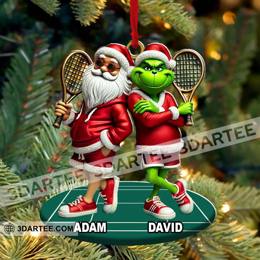 Santa And ELF Christmas Ornament Personalized Ornament Tennis Christmas Gift Ornament