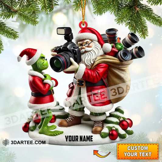 Santa And ELF Photographer Home Decor Christmas Ornament Personalized Ornament 3.54’’ / 1 Ornament Ornament