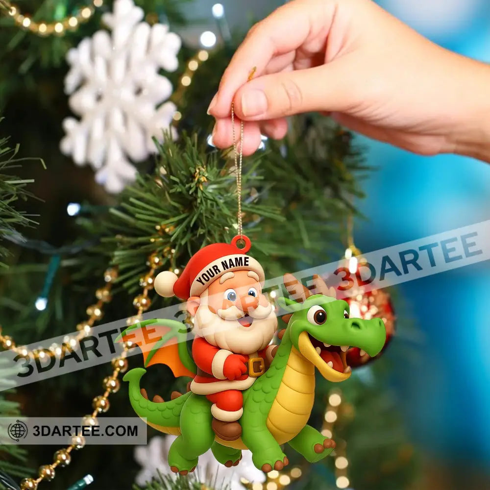 Santa And Fly Dragon Home Decor Christmas Ornament Personalized Ornament Ornament