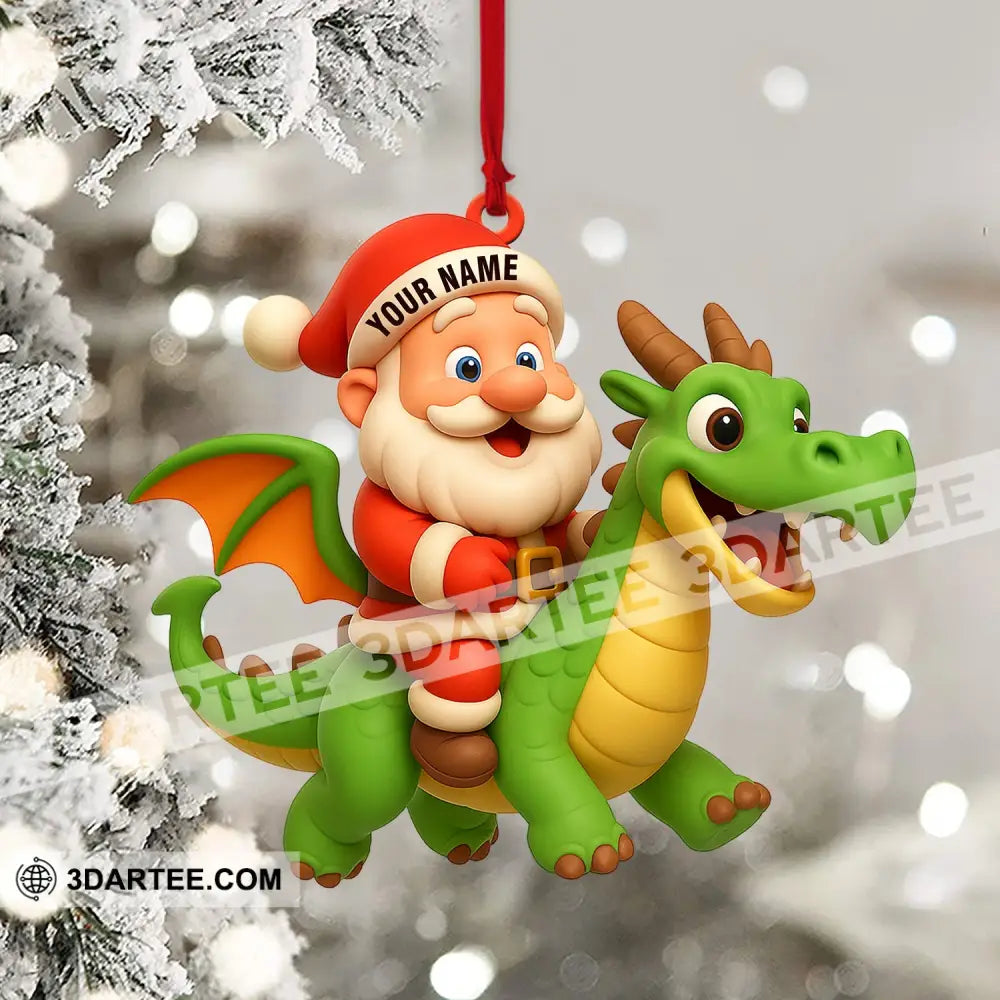 Santa And Fly Dragon Home Decor Christmas Ornament Personalized Ornament Ornament