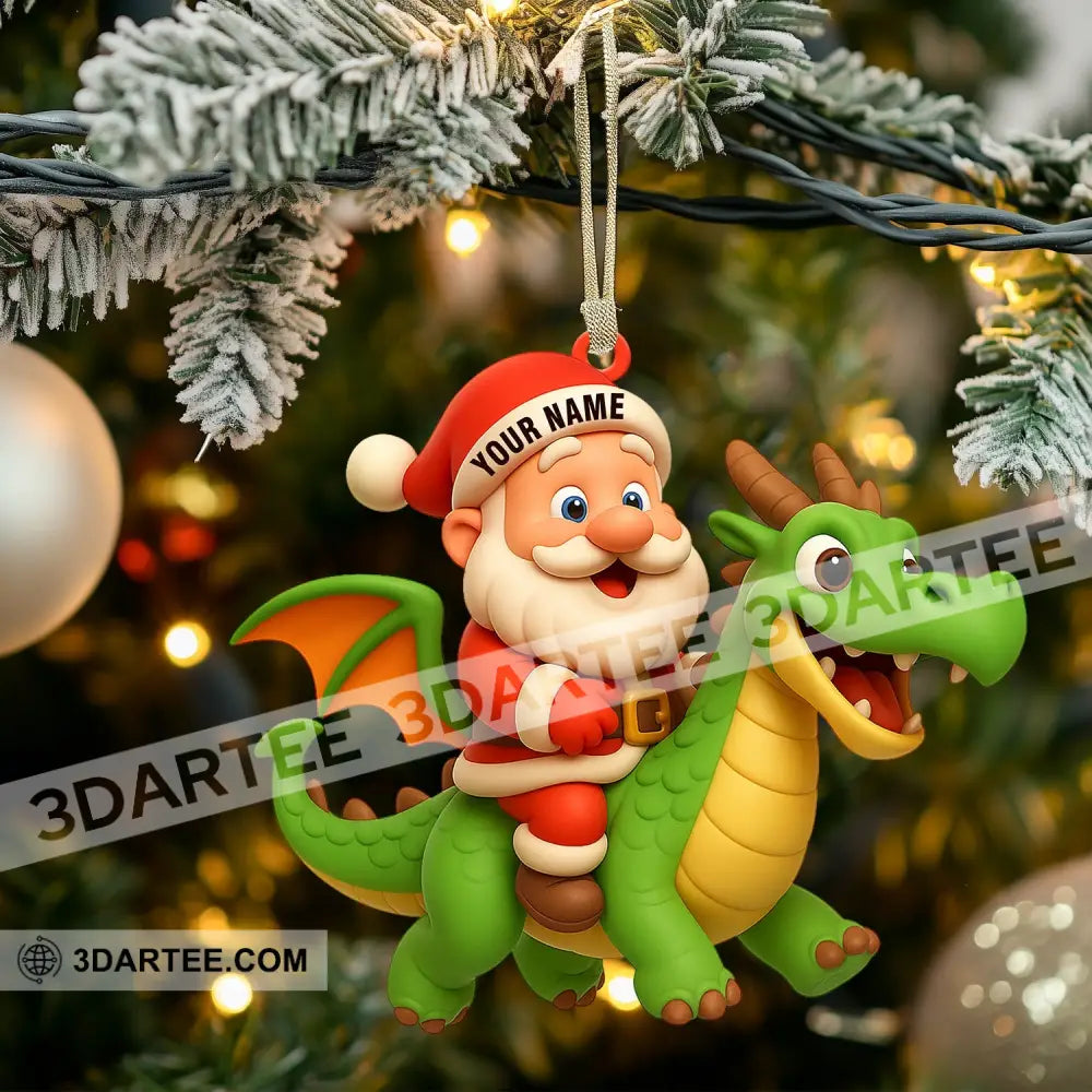 Santa And Fly Dragon Home Decor Christmas Ornament Personalized Ornament Ornament