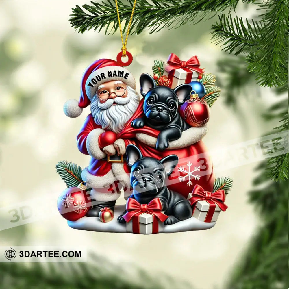 Santa And French Bulldog Home Decor Christmas Ornament Personalized Ornament Ornament