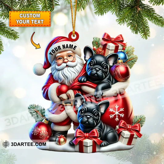 Santa And French Bulldog Home Decor Christmas Ornament Personalized Ornament 3.54’’ / 1 Ornament Ornament