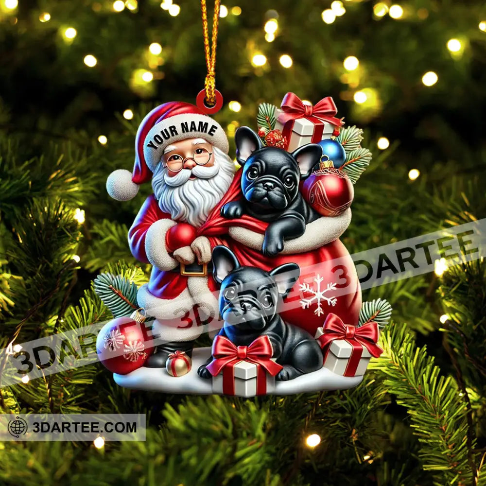 Santa And French Bulldog Home Decor Christmas Ornament Personalized Ornament Ornament