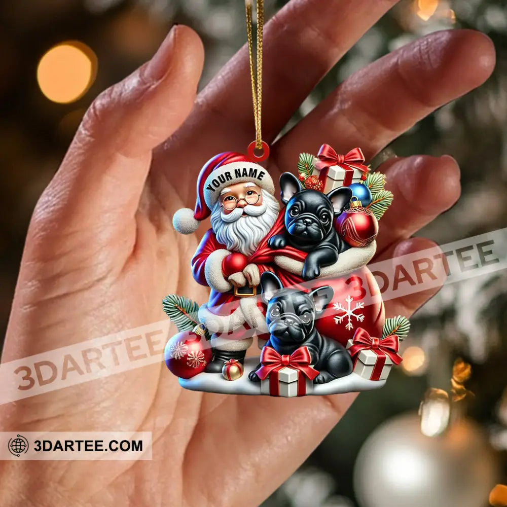 Santa And French Bulldog Home Decor Christmas Ornament Personalized Ornament Ornament