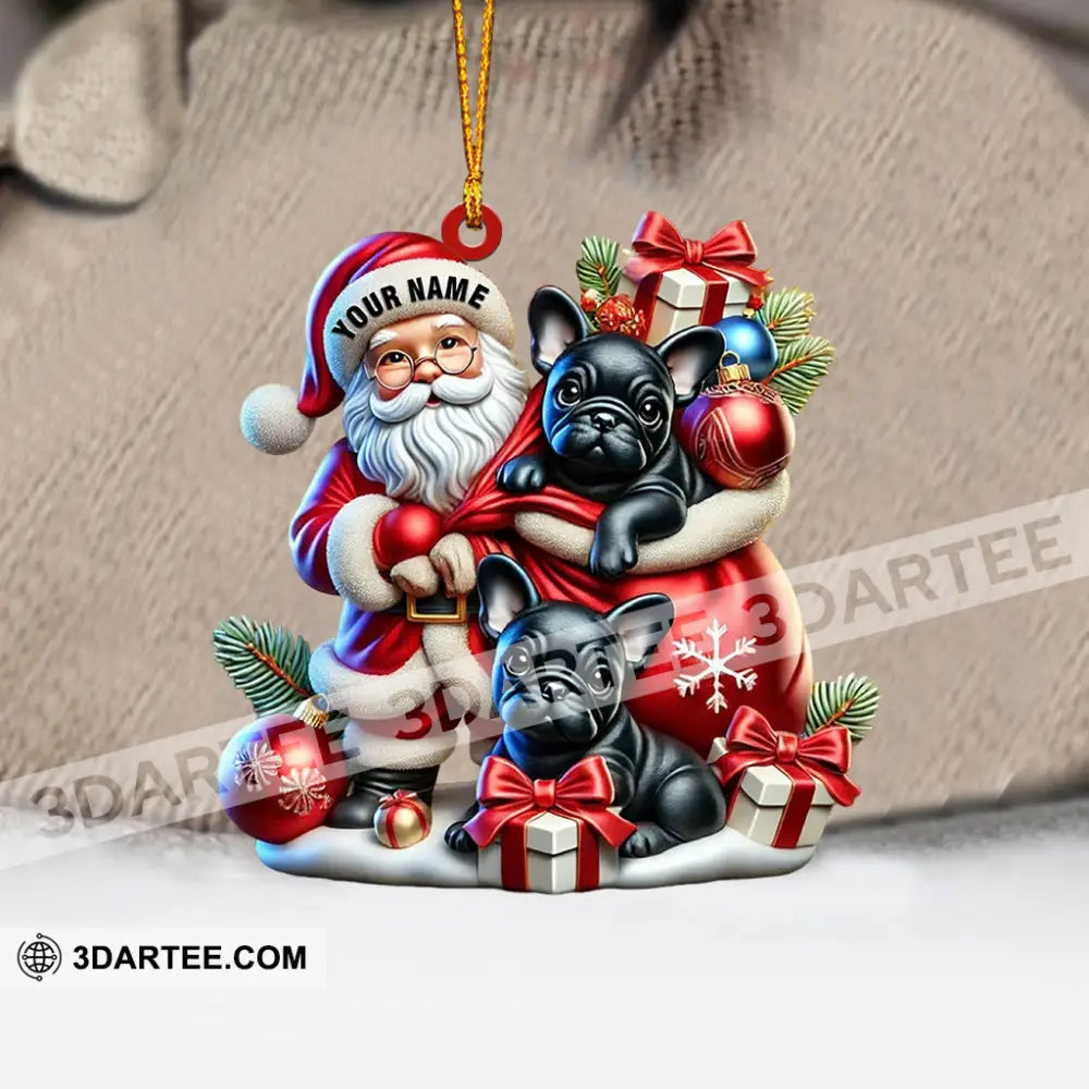 Santa And French Bulldog Home Decor Christmas Ornament Personalized Ornament Ornament