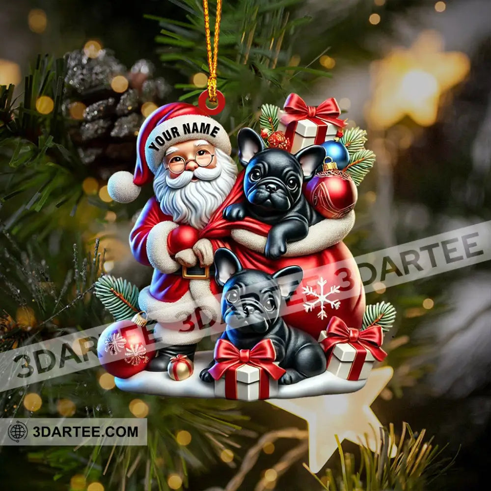 Santa And French Bulldog Home Decor Christmas Ornament Personalized Ornament Ornament