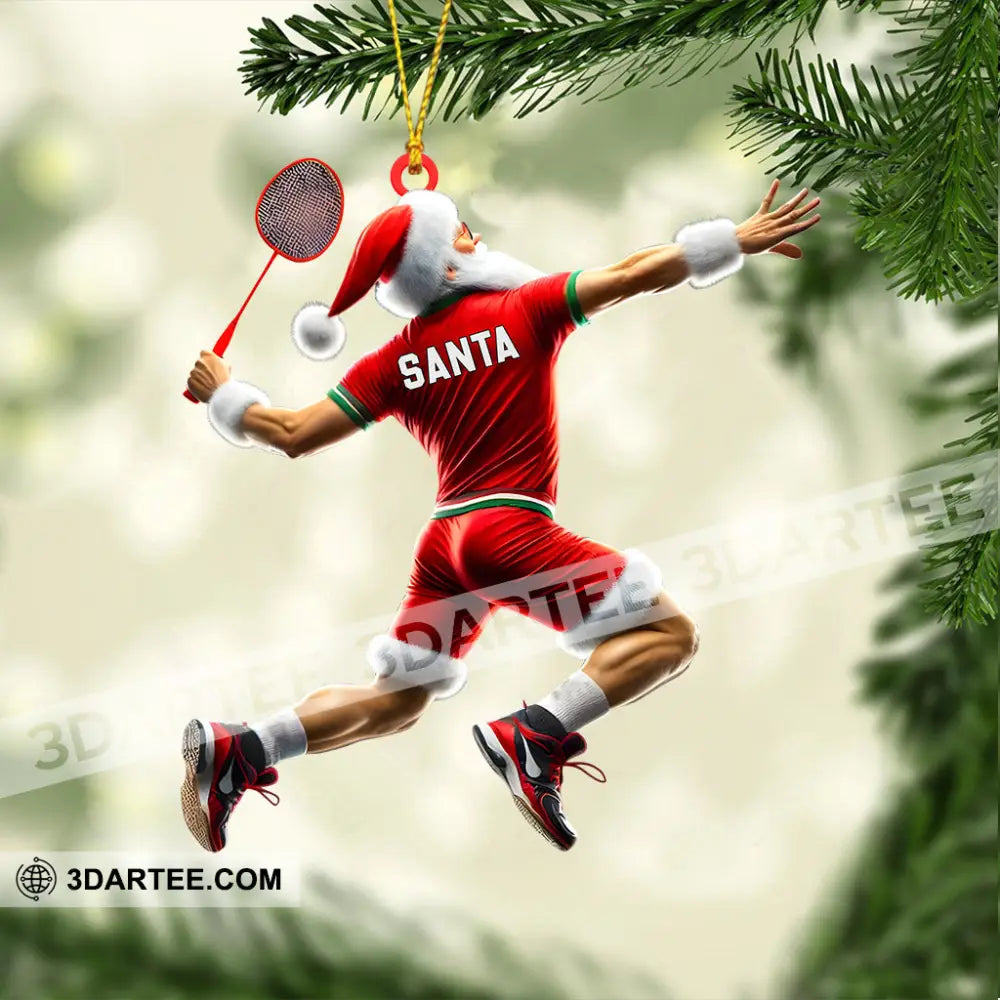 Santa Badminton Christmas Ornament Personalized Ornament Ornament