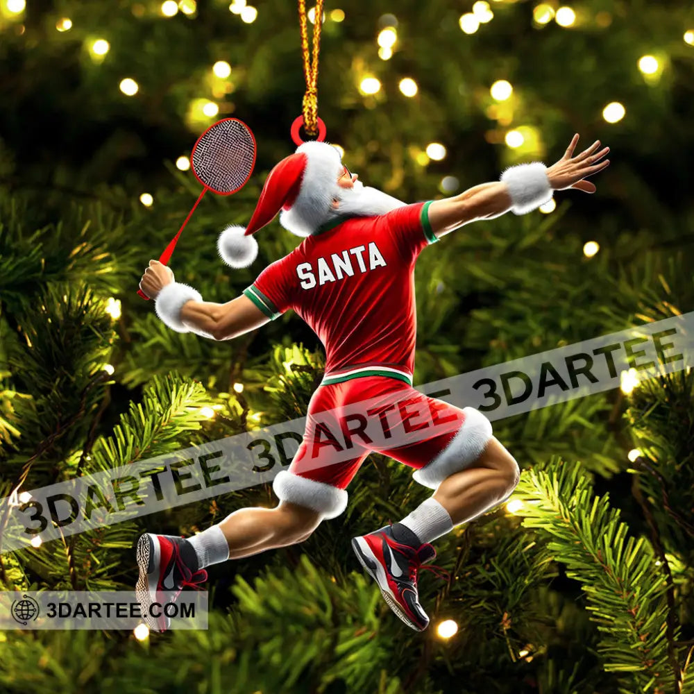 Santa Badminton Christmas Ornament Personalized Ornament Ornament