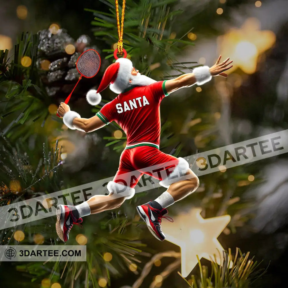 Santa Badminton Christmas Ornament Personalized Ornament Ornament