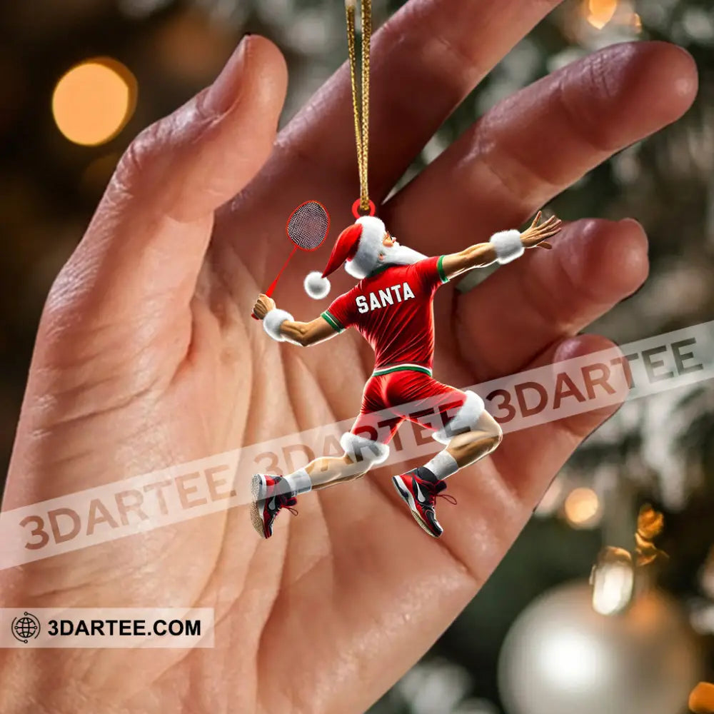 Santa Badminton Christmas Ornament Personalized Ornament Ornament
