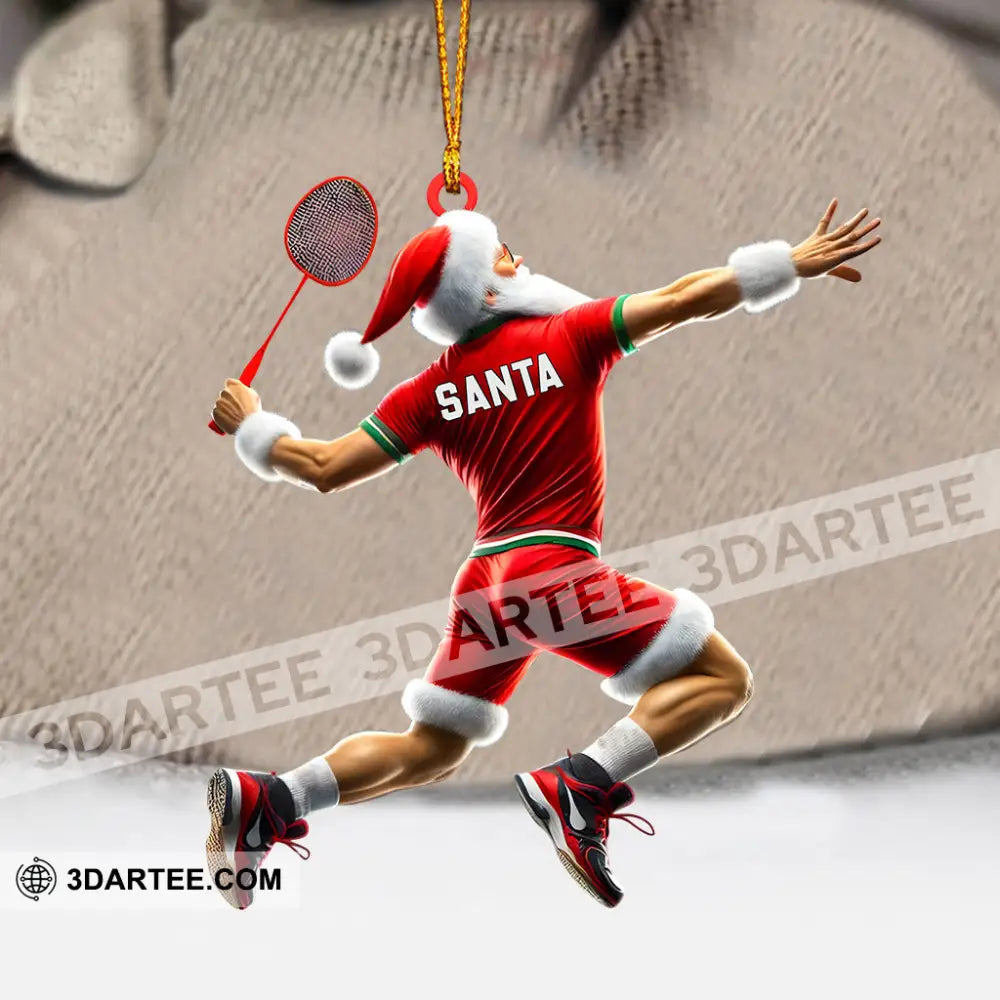 Santa Badminton Christmas Ornament Personalized Ornament Ornament