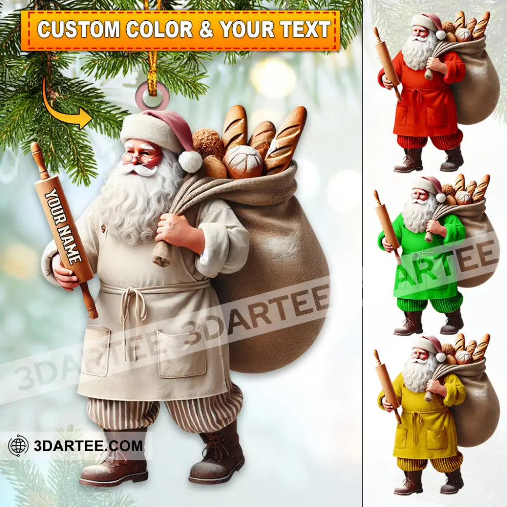 Santa Baker Home Decor Christmas Ornament Personalized Ornament 3.54’’ / 1 Ornament Ornament