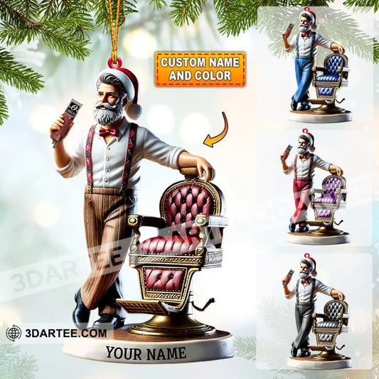Santa Barber Christmas Ornament Personalized Ornament 3.54’’ / 1 Ornament Ornament