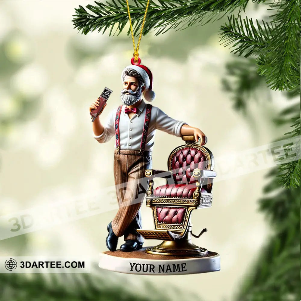 Santa Barber Christmas Ornament Personalized Ornament Ornament