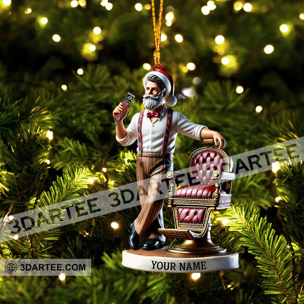 Santa Barber Christmas Ornament Personalized Ornament Ornament