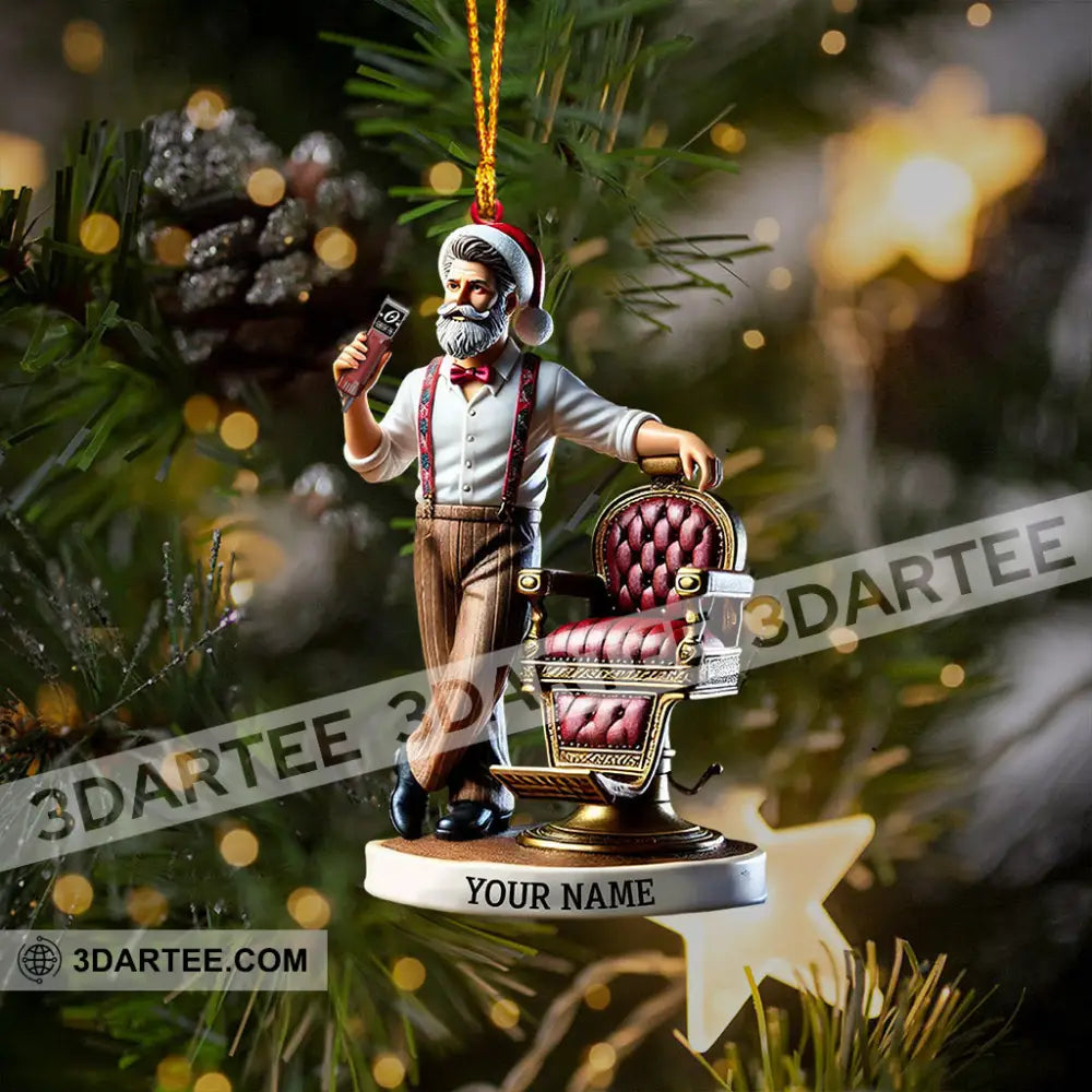 Santa Barber Christmas Ornament Personalized Ornament Ornament