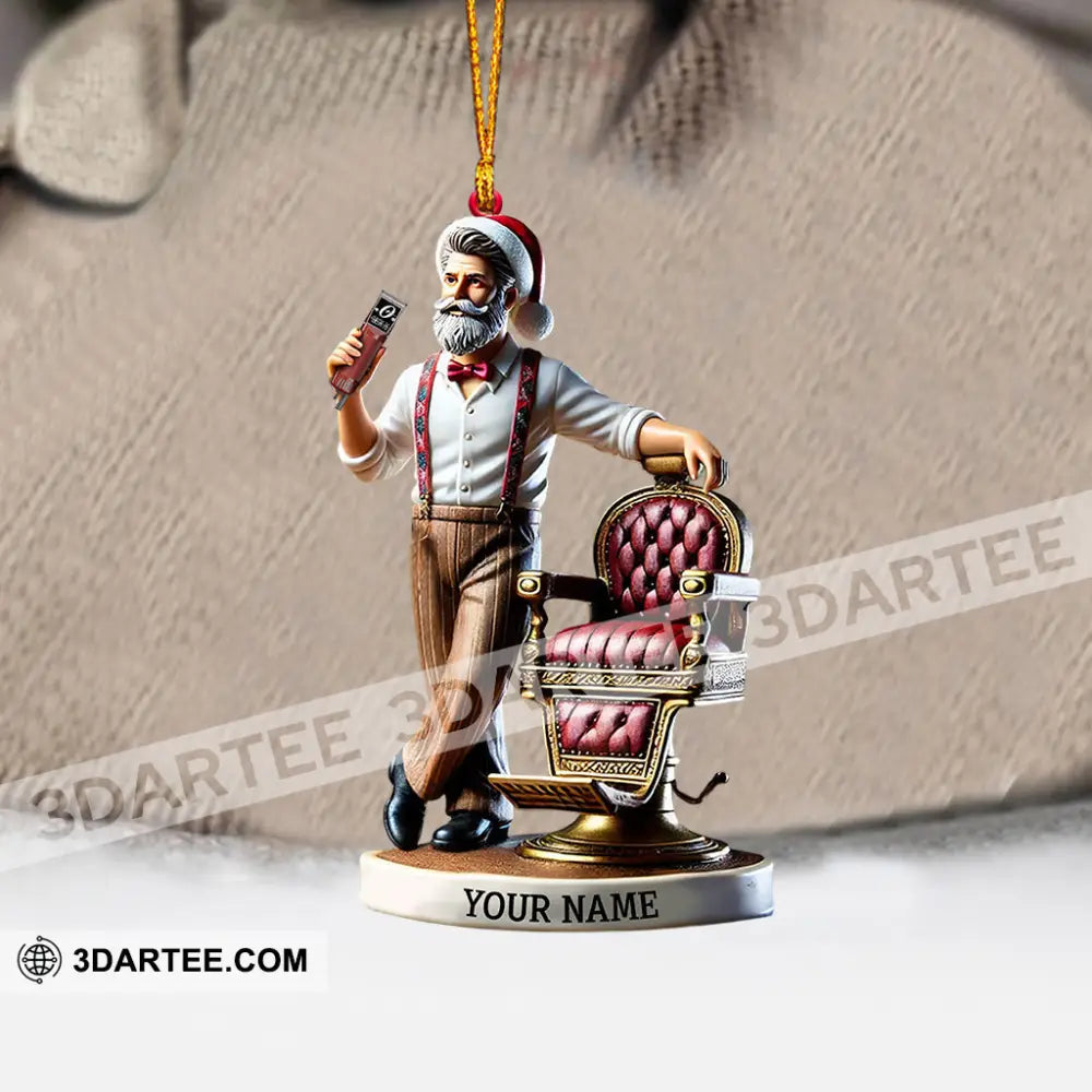 Santa Barber Christmas Ornament Personalized Ornament Ornament