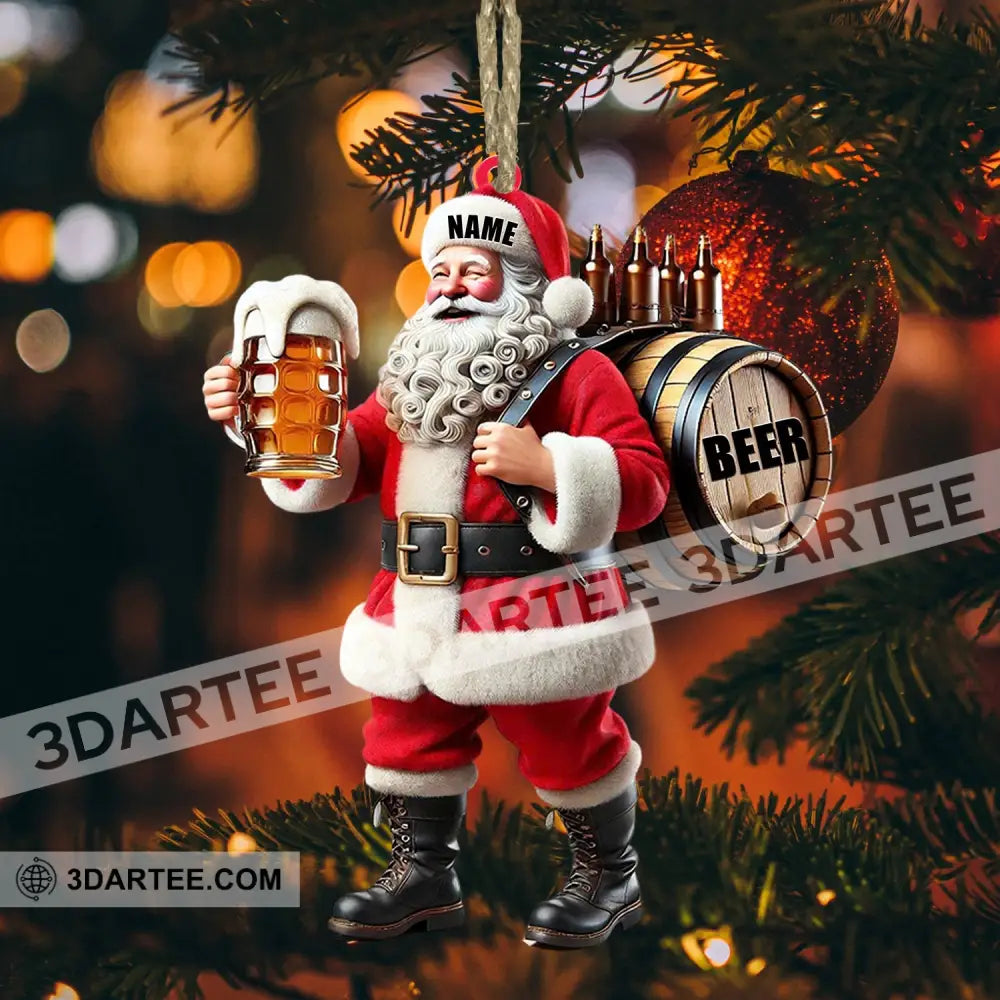 Santa Beer Home Decor Christmas Ornament Personalized Ornament 3.54’’ / 1 Ornament Ornament